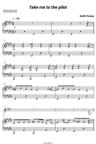 Ноты, аккорды Keith Forsey - Take me to the pilot
