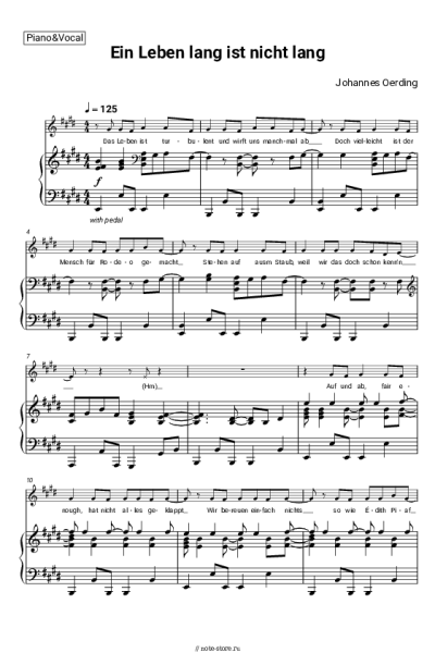 Ноты, аккорды Johannes Oerding, Peter Maffay - Ein Leben lang ist nicht lang
