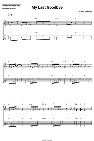 Ноты, аккорды Sarah Hession - My Last Goodbye