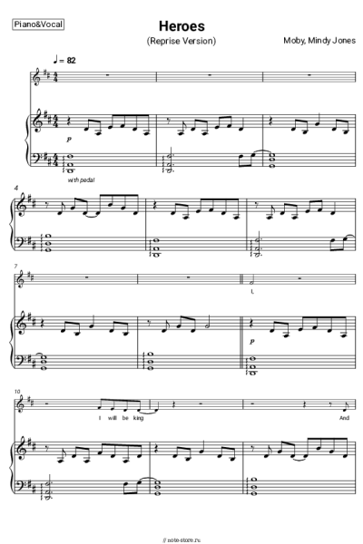 Ноты, аккорды Moby, Mindy Jones - Heroes (Reprise Version)