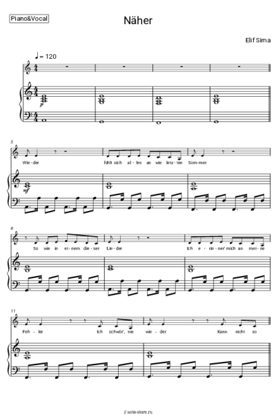 Ноты, аккорды Elif Sima - Näher