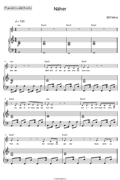 Ноты, аккорды Elif Sima - Näher