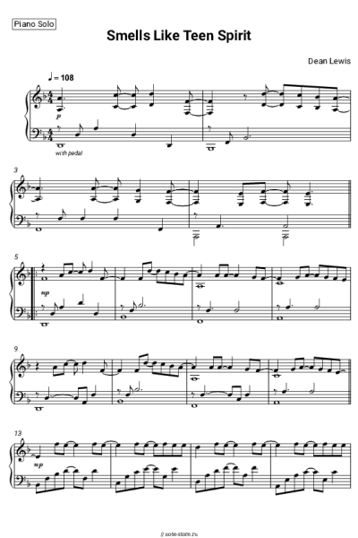 Ноты, аккорды Dean Lewis - Smells Like Teen Spirit