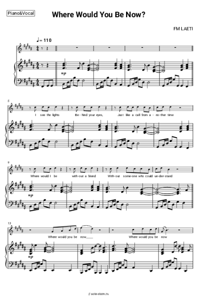 Ноты, аккорды FM LAETI - Where Would You Be Now?