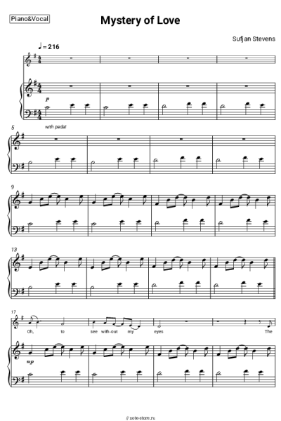 Ноты, аккорды Sufjan Stevens - Mystery of Love