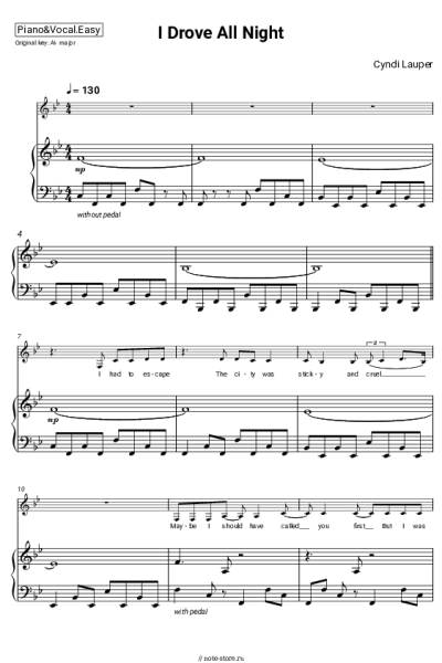 Ноты, аккорды Cyndi Lauper - I Drove All Night