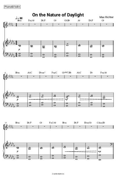 Ноты, аккорды Max Richter - On the Nature of Daylight