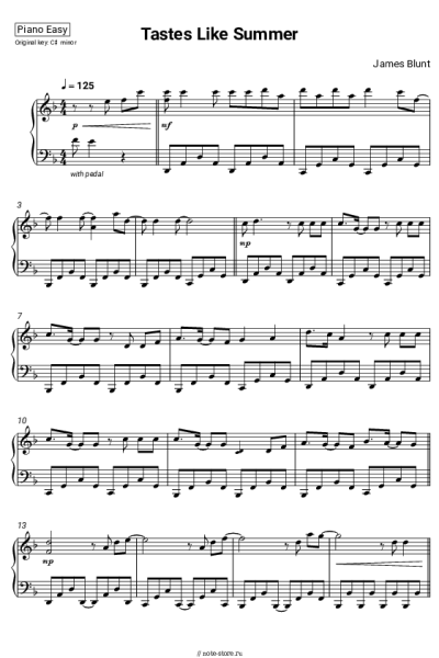 Ноты, аккорды James Blunt - Tastes Like Summer
