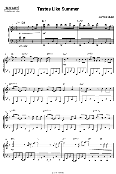 Ноты, аккорды James Blunt - Tastes Like Summer