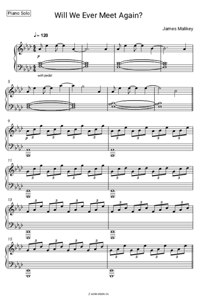 Ноты, аккорды James Malikey - Will we ever meet again
