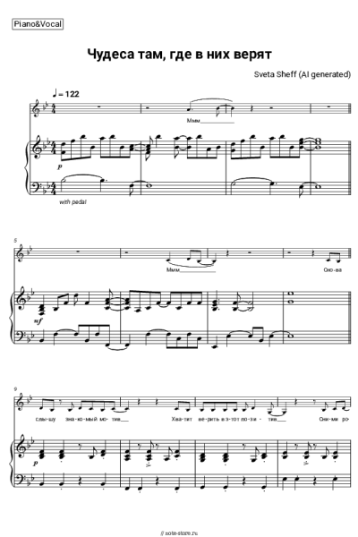 Ноты, аккорды Sveta Sheff - Чудеса там, где в них верят