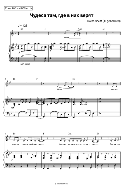 Ноты, аккорды Sveta Sheff - Чудеса там, где в них верят