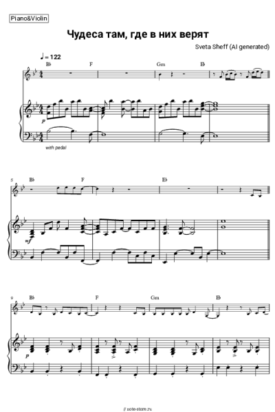 Ноты, аккорды Sveta Sheff - Чудеса там, где в них верят