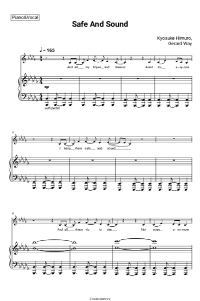 Ноты, аккорды Gerard Way, Kyosuke Himuro - Safe And Sound