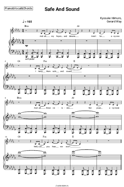 Ноты, аккорды Gerard Way, Kyosuke Himuro - Safe And Sound