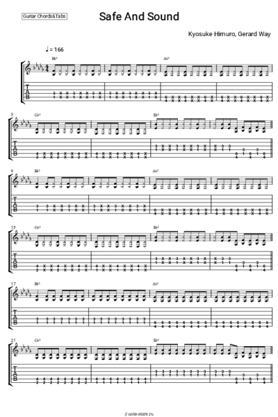 Ноты, аккорды Gerard Way, Kyosuke Himuro - Safe And Sound