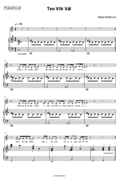 Ноты, аккорды Marie Rottrová - Ten vítr vál