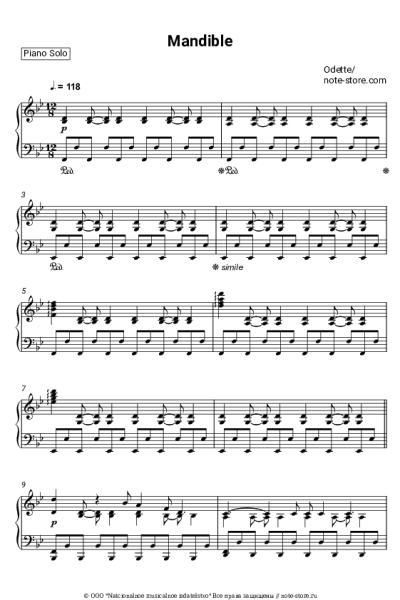 Ноты, аккорды Odette - Mandible