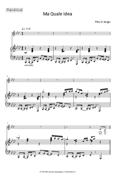 Ноты, аккорды Pino D'Angio - Ma Quale Idea