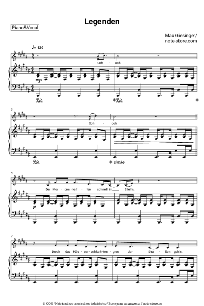 Ноты, аккорды Max Giesinger - Legenden
