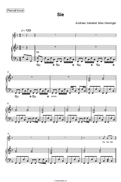 Ноты, аккорды Max Giesinger, Andreas Gabalier - Sie