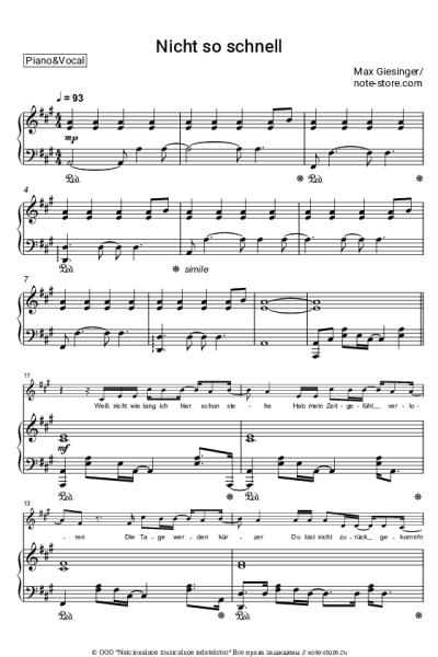 Ноты, аккорды Max Giesinger - Nicht so schnell