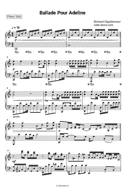 Ноты, аккорды Richard Clayderman - Balada para Adelina