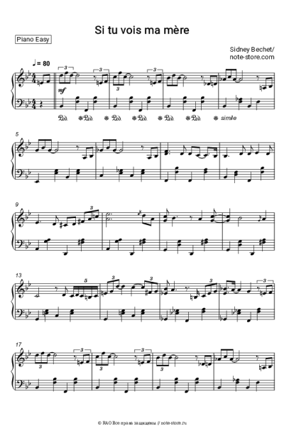 Ноты, аккорды Sidney Bechet - Si tu vois ma mère