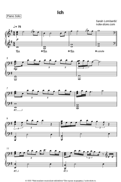 Ноты, аккорды Sarah Lombardi - Ich