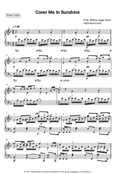Ноты, аккорды Pink, Willow Sage Hart - Cover Me In Sunshine