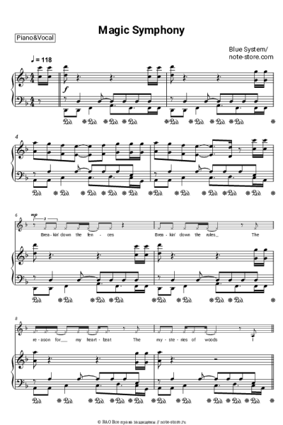 Ноты, аккорды Blue System - Magic Symphony
