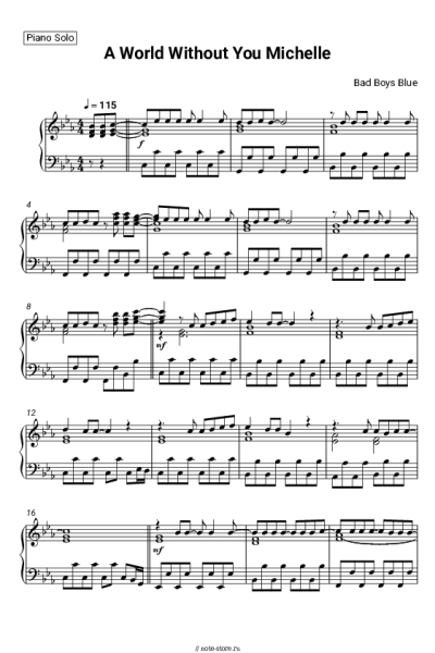 Ноты, аккорды Bad Boys Blue - A World Without You Michelle