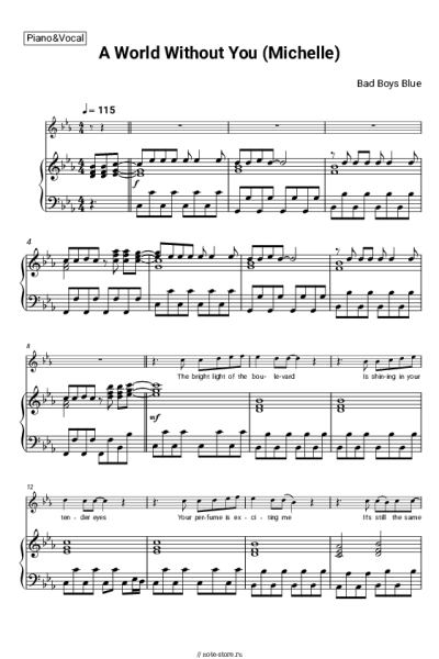Ноты, аккорды Bad Boys Blue - A World Without You Michelle