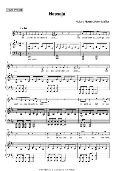 Ноты, аккорды Helene Fischer, Peter Maffay - Nessaja