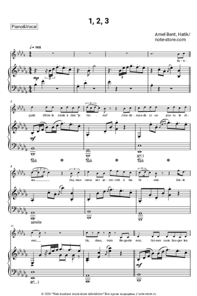 Ноты, аккорды Amel Bent, Hatik - 1,2,3
