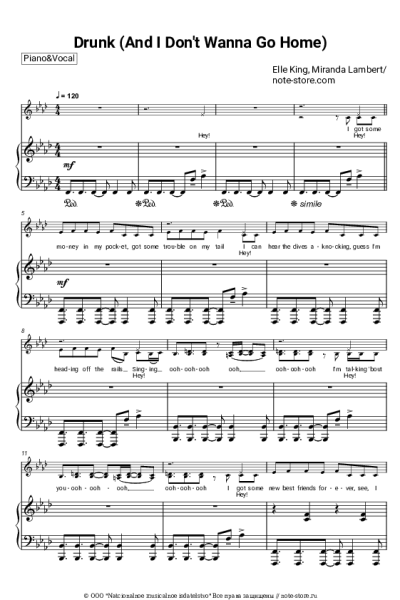 Ноты, аккорды Elle King, Miranda Lambert - Drunk (And I Don't Wanna Go Home)