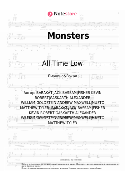 Ноты, аккорды Blackbear, All Time Low - Monsters