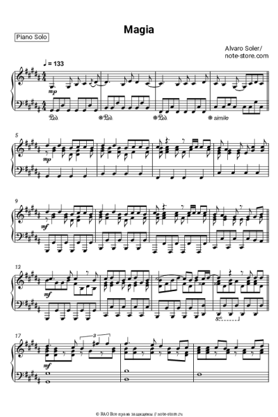 Ноты, аккорды Alvaro Soler - Magia