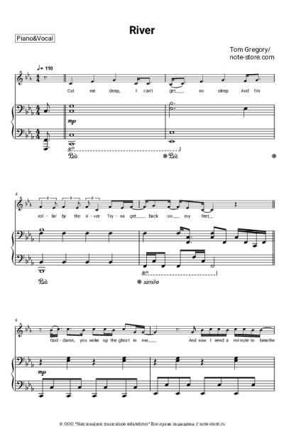 Ноты, аккорды Tom Gregory - River
