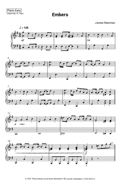 Ноты, аккорды James Newman - Embers