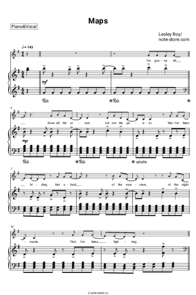 Ноты, аккорды Lesley Roy - Maps