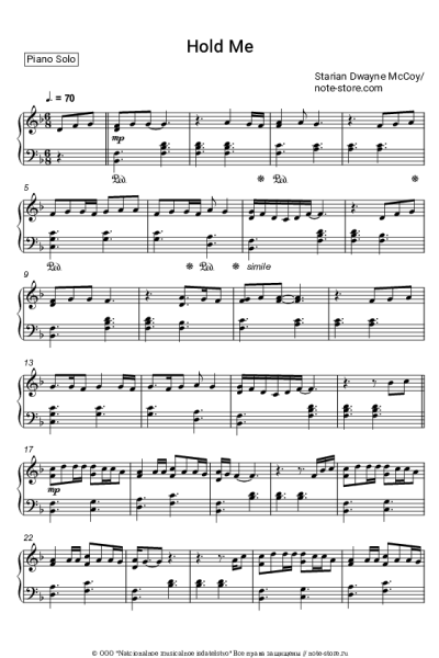 Ноты, аккорды Starian Dwayne McCoy - Hold Me