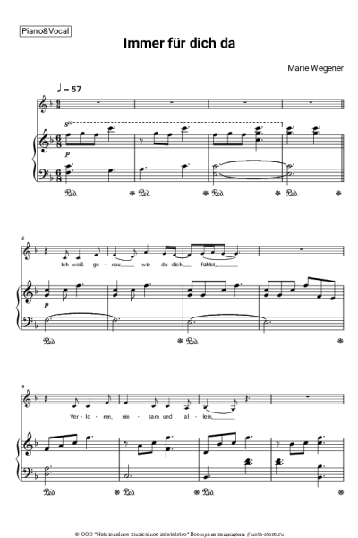 Ноты, аккорды Marie Wegener - Immer für dich da