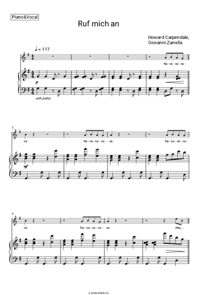 Ноты, аккорды Royal Philharmonic Orchestra, Howard Carpendale, Giovanni Zarrella - Ruf mich an