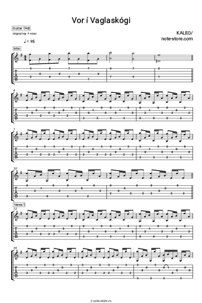 Ноты, аккорды Kaleo - Vor í Vaglaskógi