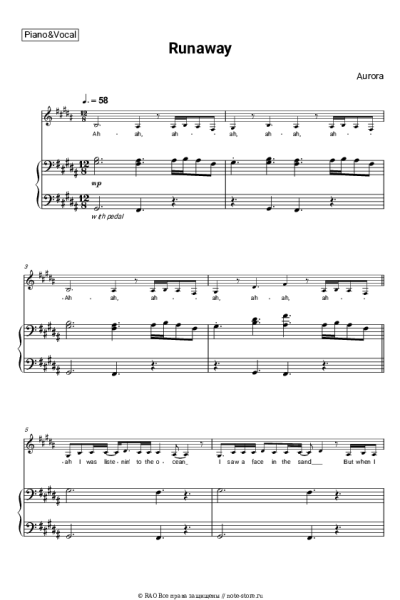 Ноты, аккорды AURORA - Runaway