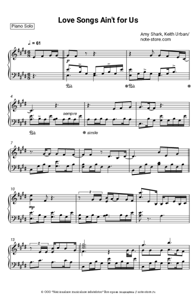 Ноты, аккорды Keith Urban, Amy Shark - Love Songs Ain't for Us