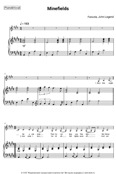 Ноты, аккорды John Legend, Faouzia - Minefields