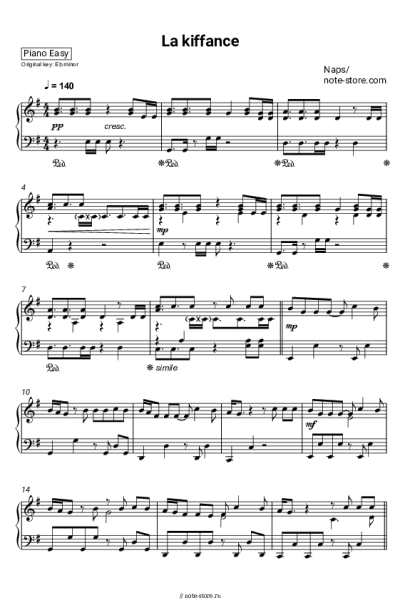 Ноты, аккорды Naps - La kiffance