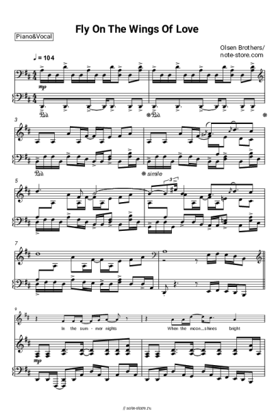 Ноты, аккорды Olsen Brothers - Fly On The Wings Of Love